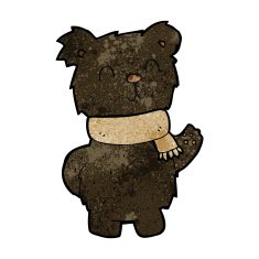 cartoon waving black bear N29