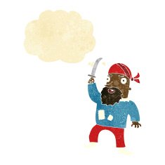 cartoon pirate with thought bubble N11