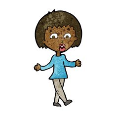 cartoon woman shrugging shoulders N308