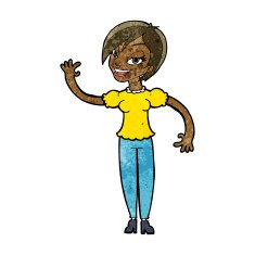 Cartoon Woman Waving N214