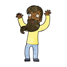 cartoon excited man with beard N6
