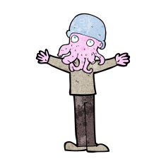 cartoon alien squid face man N6