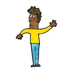 cartoon happy waving man N7
