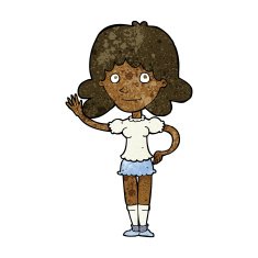 Cartoon Woman Waving N215
