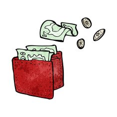 cartoon wallet spilling money N8