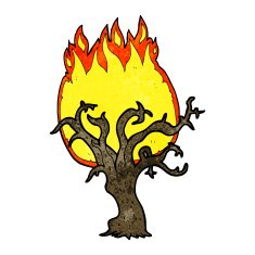 cartoon winter tree on fire N2