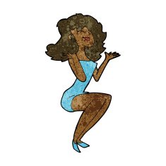cartoon attractive woman sitting N7