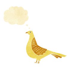 cartoon bird with thought bubble N345
