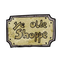 cartoon old fake shop sign N5
