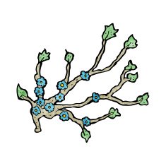 cartoon flowering branch N6