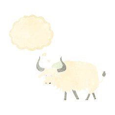 cartoon annoyed hairy ox with thought bubble N7