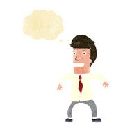 cartoon nervous businessman with thought bubble N9