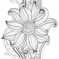 Seamless Monochrome Floral Pattern (Vector) N3