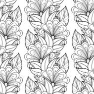 Vector Seamless Monochrome Floral Pattern N218