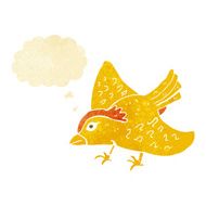 cartoon garden bird with thought bubble N43