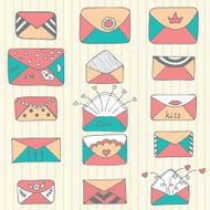 Set of hand drawn mailing envelopes Sketch style