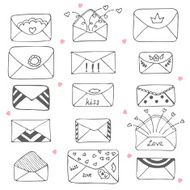 Set of hand drawn mailing envelopes