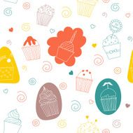 Gentle seamless pattern with cake