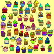 big set of cupcakes vector