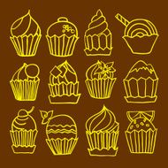 cupcakes doodle vector