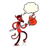 cartoon devil with pitchfork thought bubble N29