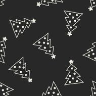 Christmas tree doodle drawing seamless pattern background N5