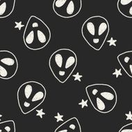 alien doodle drawing seamless pattern background