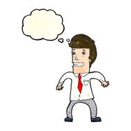 cartoon nervous businessman with thought bubble N10