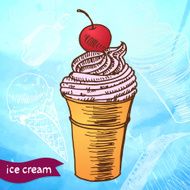 Doodle ice cream frozen dessert style sketch N3