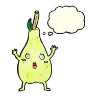 cartoon frightened pear with thought bubble N11