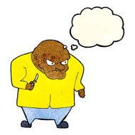 cartoon evil man with thought bubble N8
