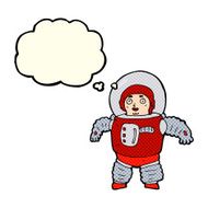 cartoon space man with thought bubble N22