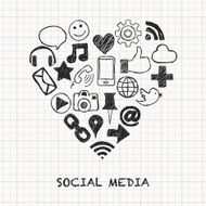 social media icons in heart shape