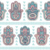 Vector Indian hand drawn hamsa seamless pattern N8