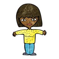 cartoon woman with open arms N66