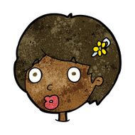 cartoon surprised female face N42