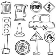 Traffic icons collection in black and white