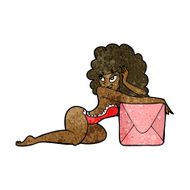 cartoon pin up woman with box N7
