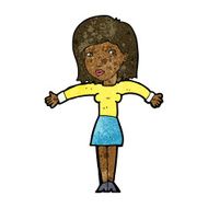 cartoon woman shrugging shoulders N312