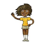 Cartoon Woman Waving N218
