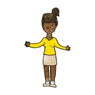 cartoon woman shrugging shoulders N316
