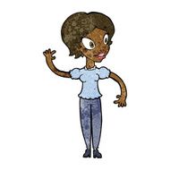 Cartoon Woman Waving N219
