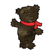cartoon waving teddy black bear N3