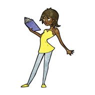 cartoon woman reading book N7