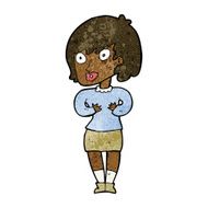 cartoon woman making Who Me? gesture N30