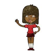 Cartoon Woman Waving N222