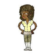cartoon pretty woman with hands on hips N14