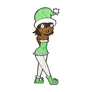 cartoon woman in christmas elf costume N6