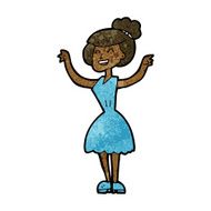 cartoon woman with raised arms N6
