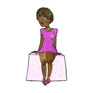 cartoon curious woman sitting N7